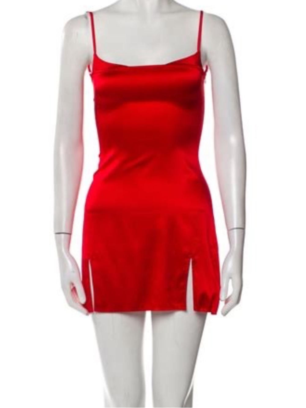 ARE YOU AM I Black Silk Mini Slip Dress with Front Slits